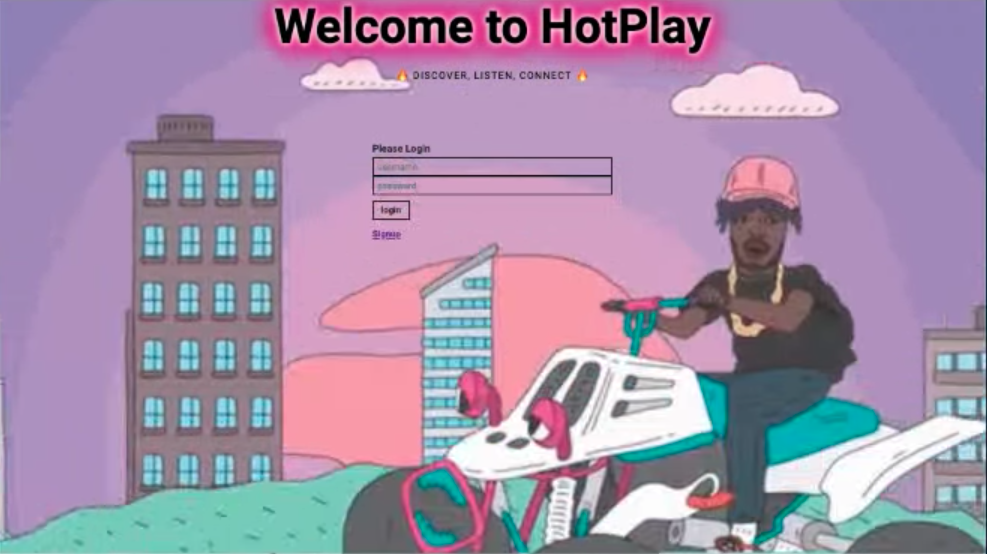 screen shot of hotplay app