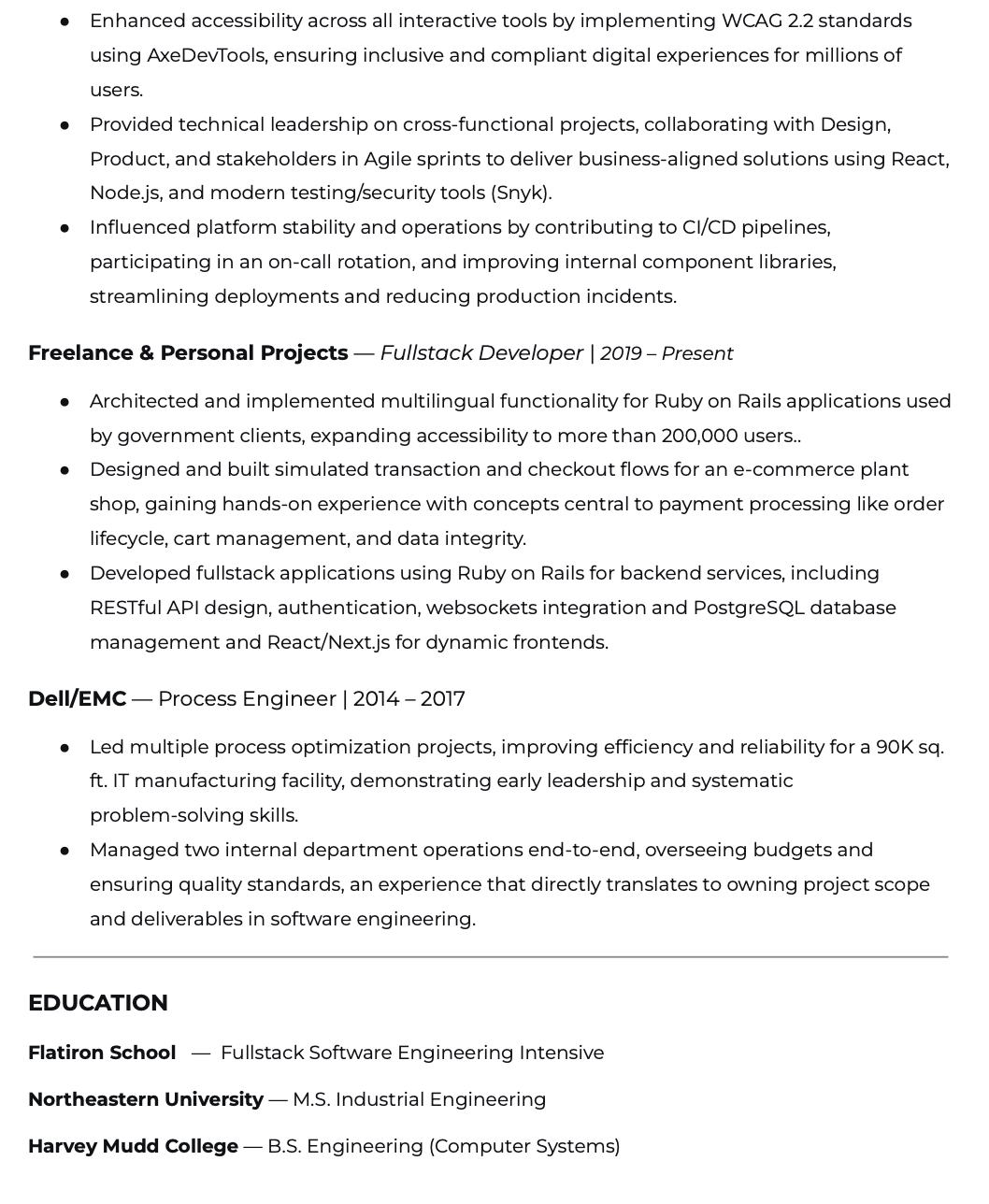 screen shot of resume pg2